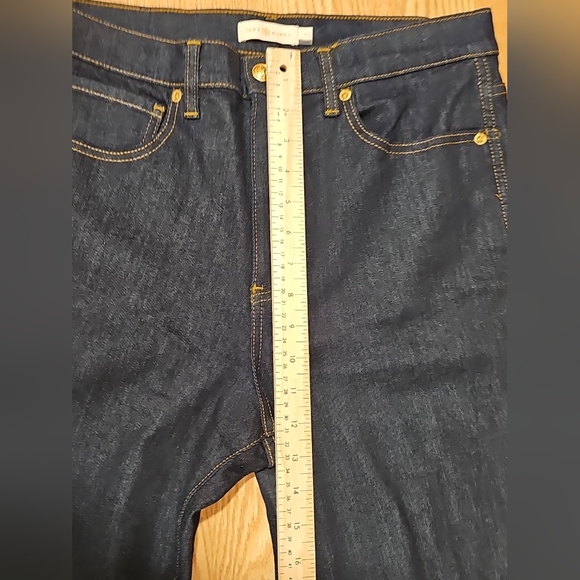 ALT Elena Gilbert Tory Burch Denim Pants Women Sz 31 Dark Straight Leg High Rise - Picture 12 of 16